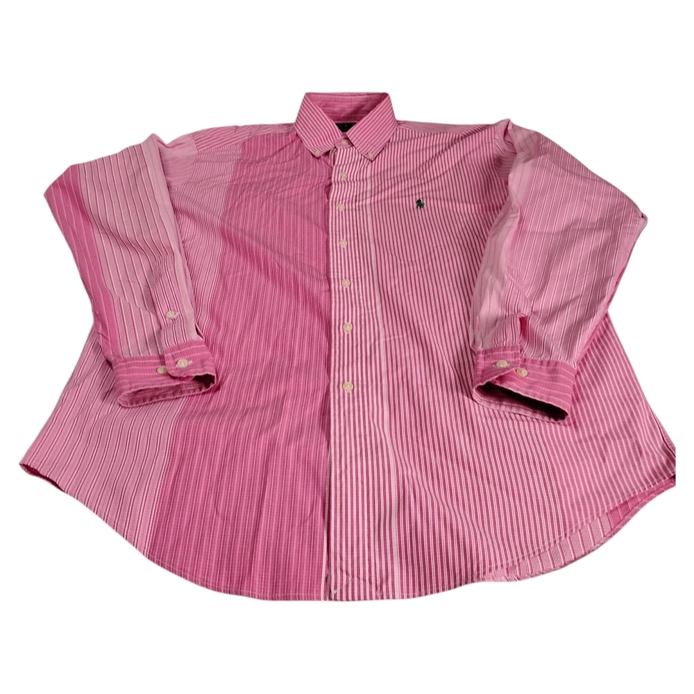 Ralph Lauren Pink and White Plaid Casual Button Down Shirt with Logo, 15 1/2 M